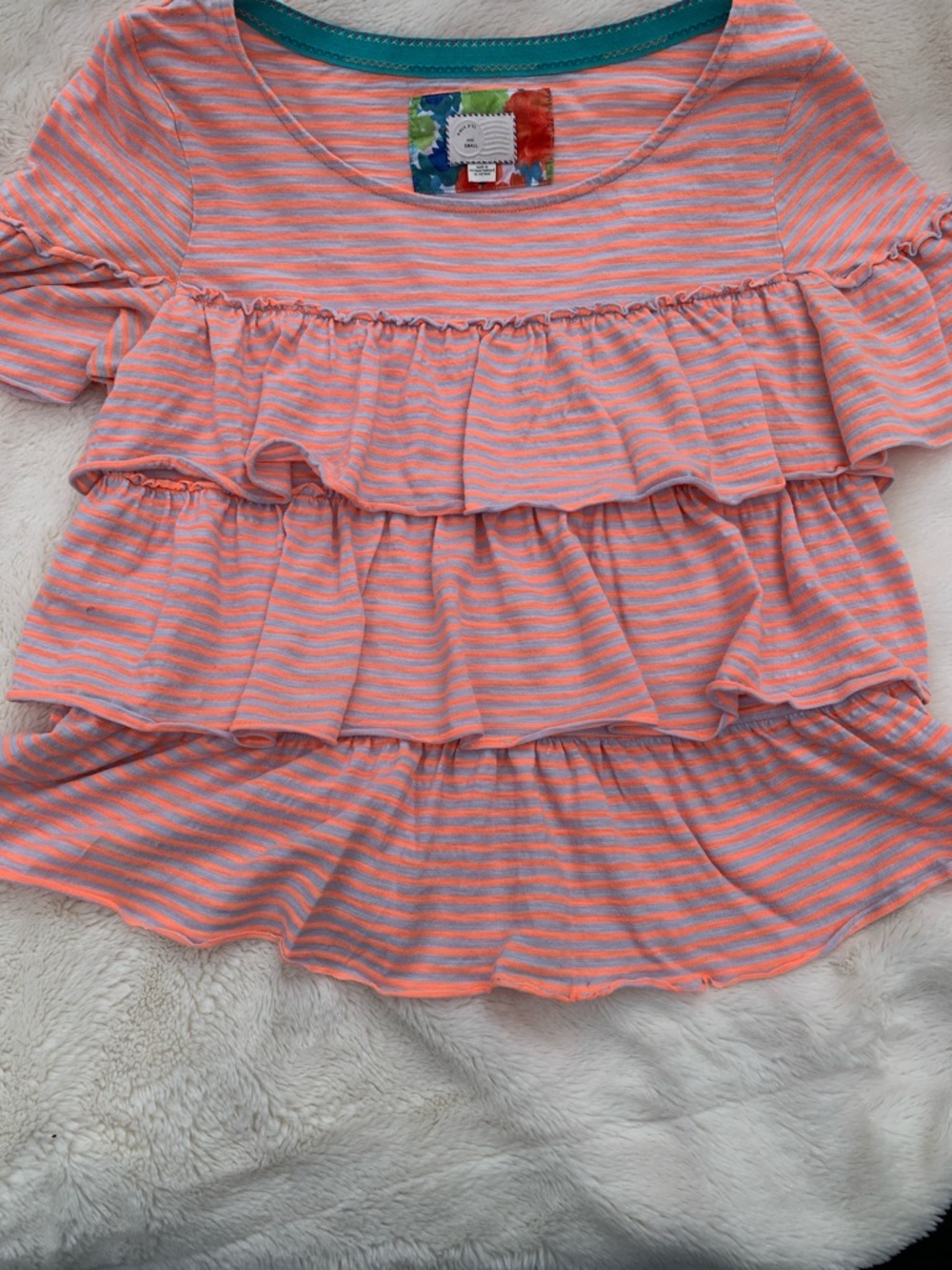 Striped Pink Ruffle Tiered Blouse